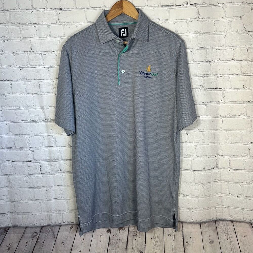 FootJoy Golf Polo‎ Shirt Vinpearl  LOGO Men’s Large Black White Geometric